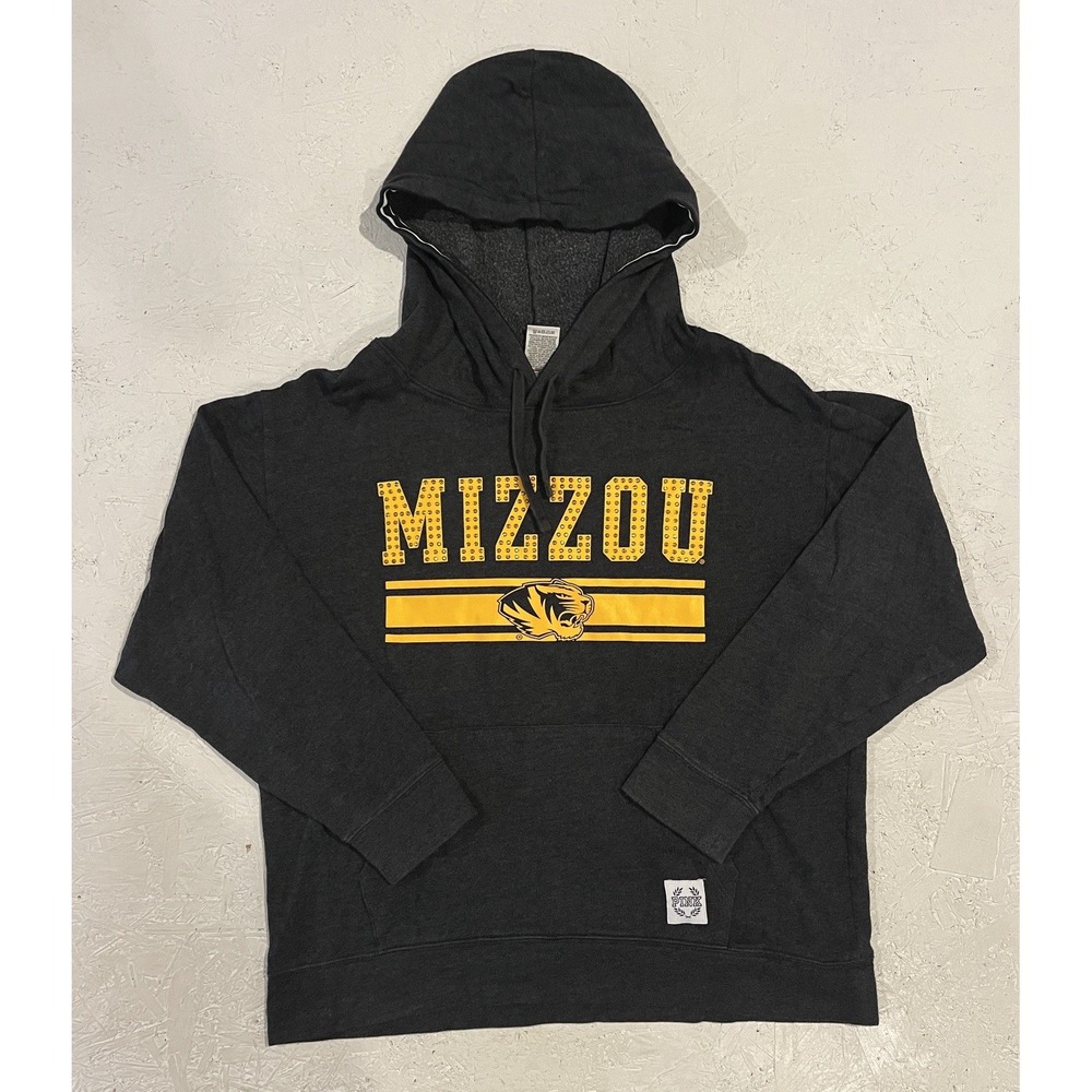 Victoria Secret Pink Mizzou Missouri Tigers Sweatshirt Hoodie Small Gray Yellow‎